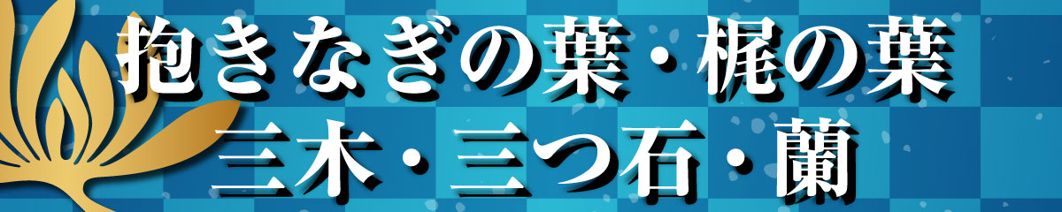 家紋Tシャツ（抱きなぎの葉・梶の葉・三木・三つ石・蘭）